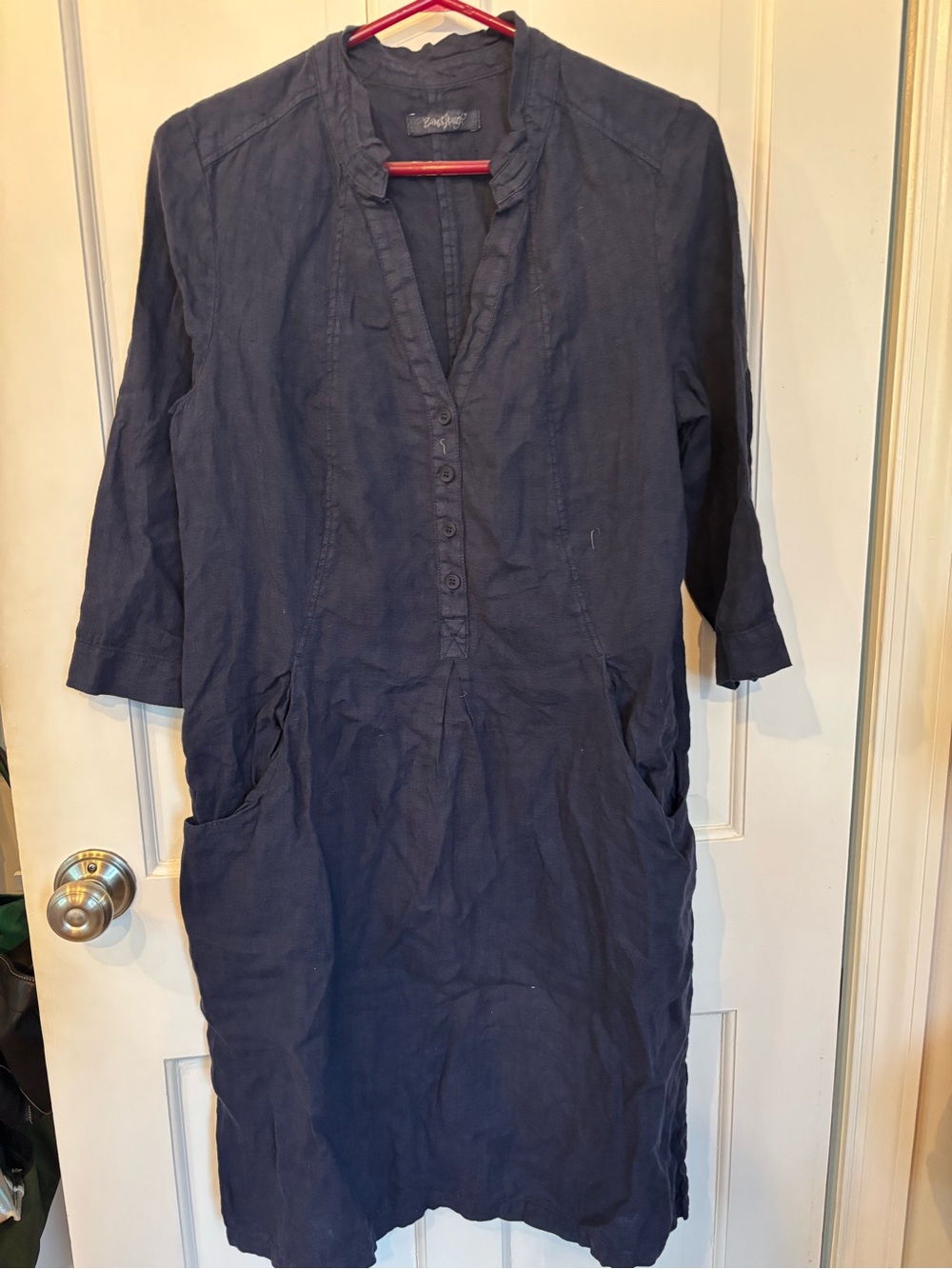 Navy Linen Button-Front Tunic